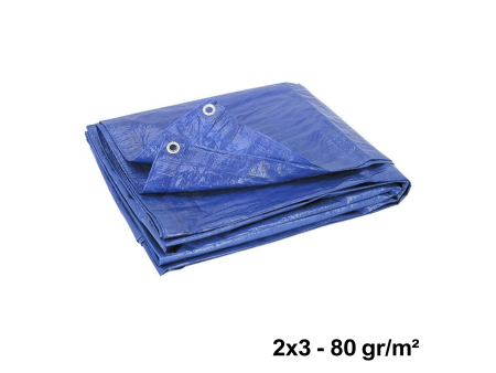 Telo occhiellato impermeabile mt 2x3 blu 80 gr/m² - moto e...