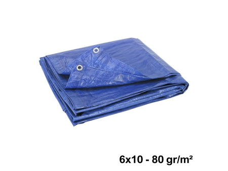 Telo occhiellato impermeabile mt 6x10 blu 80 gr/m² - giardino e...
