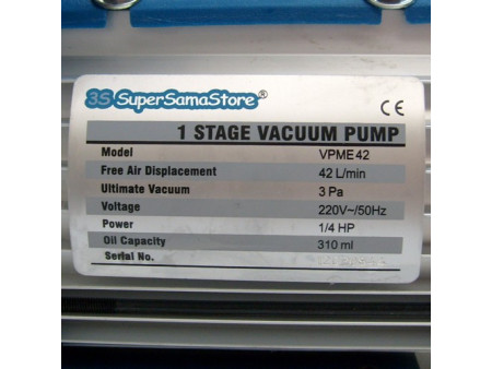Pompa vuoto monostadio 42 Lt/min elettrovalvola e vacuometro