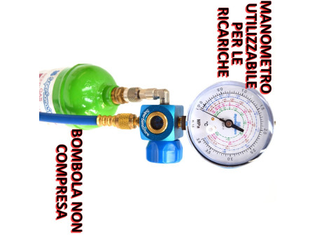 Kit carica e vuoto - Pompa 70 Lt/min - manometro R32 R410A R407C R134A - frusta