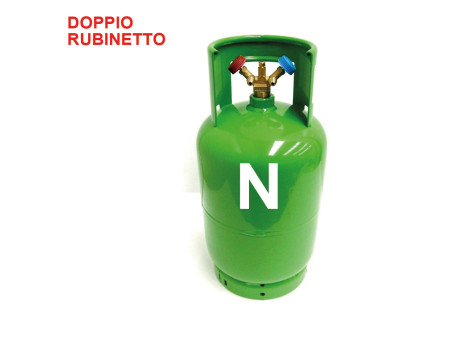 Bombola Gas Refrigerante Doppio Rubinetto Neutra Vuota, 12 Lt