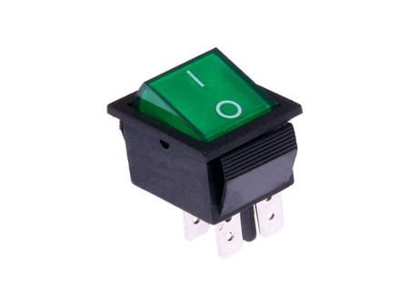 Interruttore bipolare luminoso VERDE - 22x30 mm 20 A 4 C