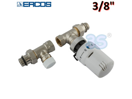 Valvola e detentore diritti Ercos con testa termostatica 3/8'' attacco ferro