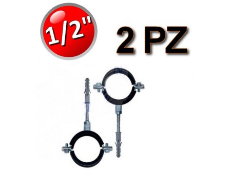 Collare in acciaio isofonico con gomma per tubi Ø 1/2'' - busta 2 pezzi
