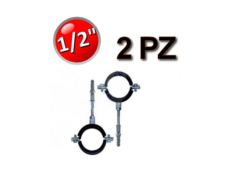 Collare in acciaio isofonico con gomma per tubi Ø 1/2'' - busta 2 pezzi