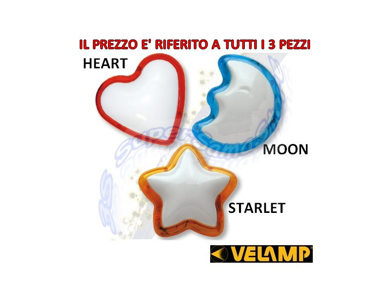 Pushlight colorati 3 pezzi Cuore-Luna-Stella