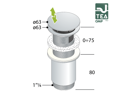 Piletta TEA clic-clac in ottone cromato per lavabo e bidet - 7533.370.5