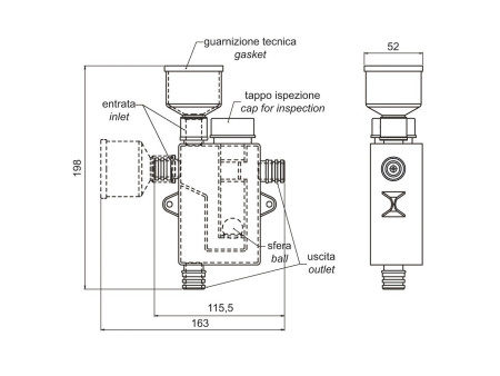 Sifone ispezionabile DOUBLE con scatola da incasso per condensa climatizzatore