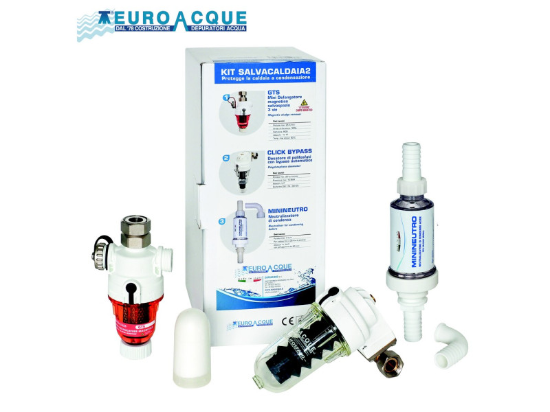 Kit salvacaldaia con defangatore ,filtro magnetico, dosatore e neutralizzatore