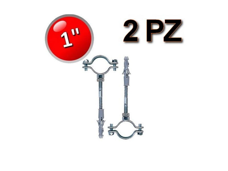 Collare in acciaio con vite e tassello per tubi Ø 1'' - busta 2 pezzi