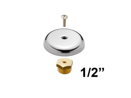 Tappo maschio 1/2'' di finitura cromato con rosetta copriforo