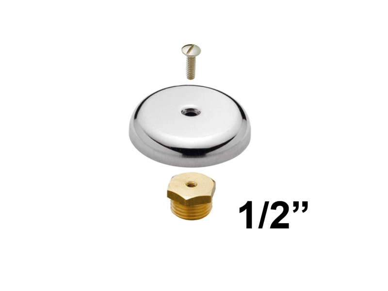 Tappo maschio 1/2'' di finitura cromato con rosetta copriforo