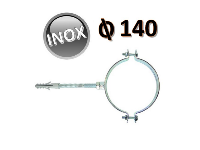 Collare in acciaio Inox D.140 con vite e tassello