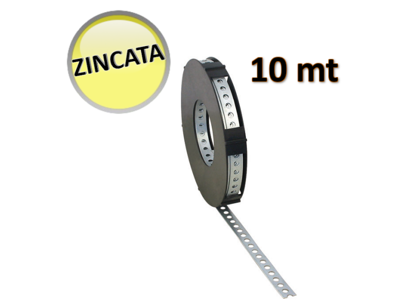 OTER 80612 - Bandella forata zincata larghezza 12 mm x lunghezza 10 mt - per fissaggi