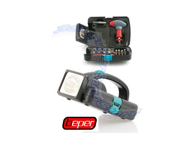 Lampada d'emergenza auto con cassetta attrezzi