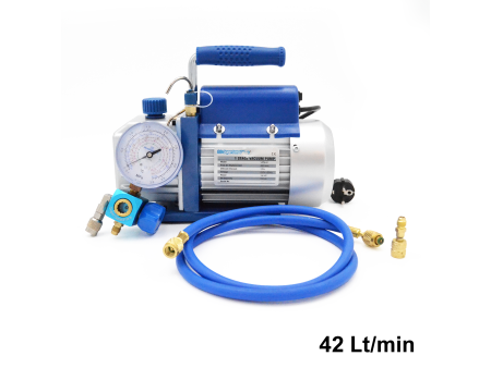Kit carica e vuoto - Pompa 42 Lt/min - manometro R32 R410A R407C R134A -  frusta