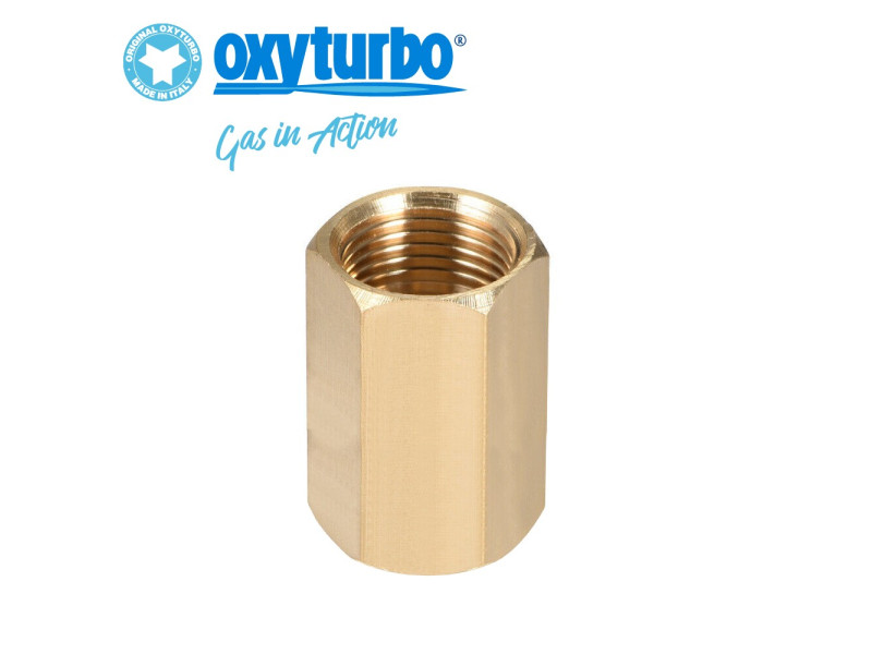 Adattatore raccordo in ottone per riduttore di CO2 / O2 e bombola Azoto attacco F-F W 21.8 x 1/14 RHE - C5419001