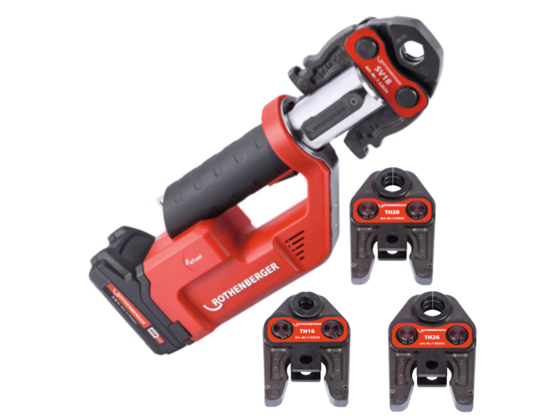 ROTHENBERGER PRESSATRICE ROMAX Compact TT-Set con 3 ganasce TH16-20-26, 1x2Ah,EU