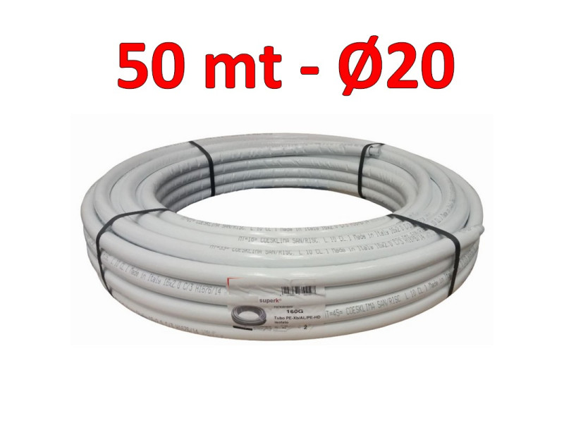 Tubo multistrato isolato rivestito per acqua Ø 20x2 mm - rotolo 50 mt