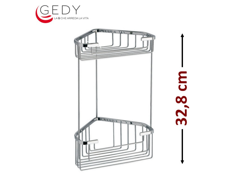 Angolare per doccia 2 ripiani H 32,8 cm - GEDY 2482