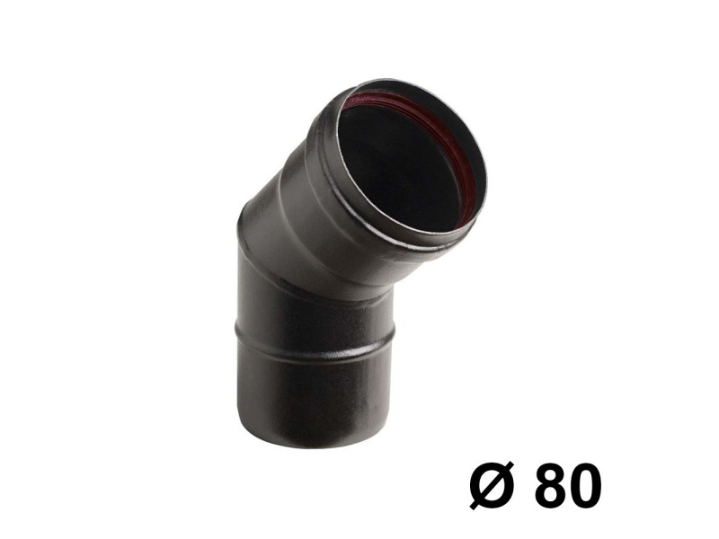 Curva 45° a inserti nero per stufe a pellet - Diametro 80