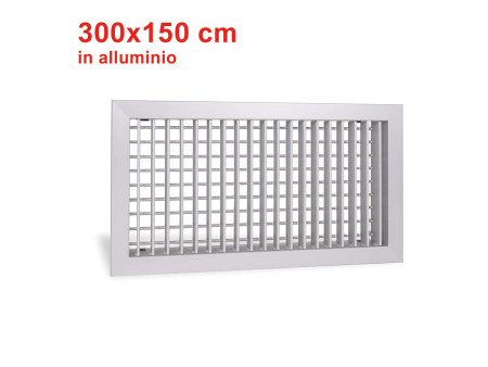 Bocchetta di mandata in alluminio colore bianco - 300x150 mm con doppio ordine di alette mobili