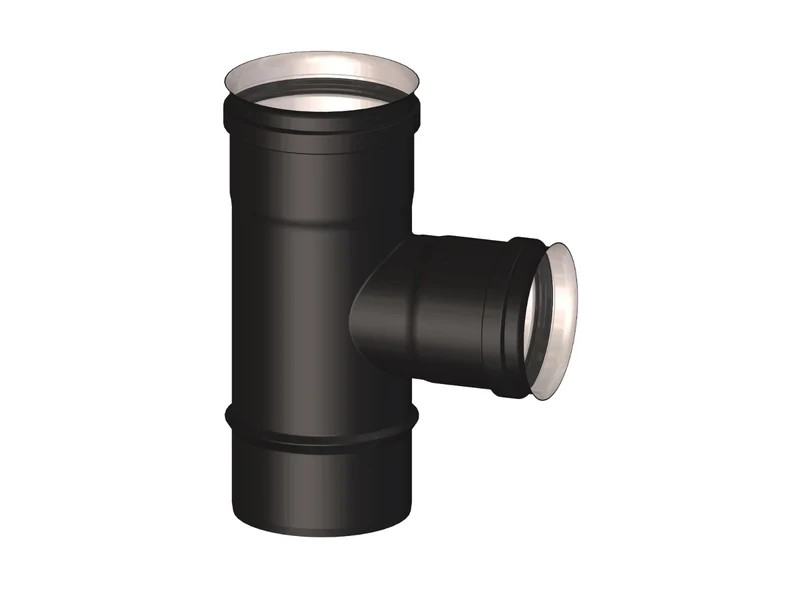 Tee innesto Maschio nero per stufa a pellet Ø 80 mm
