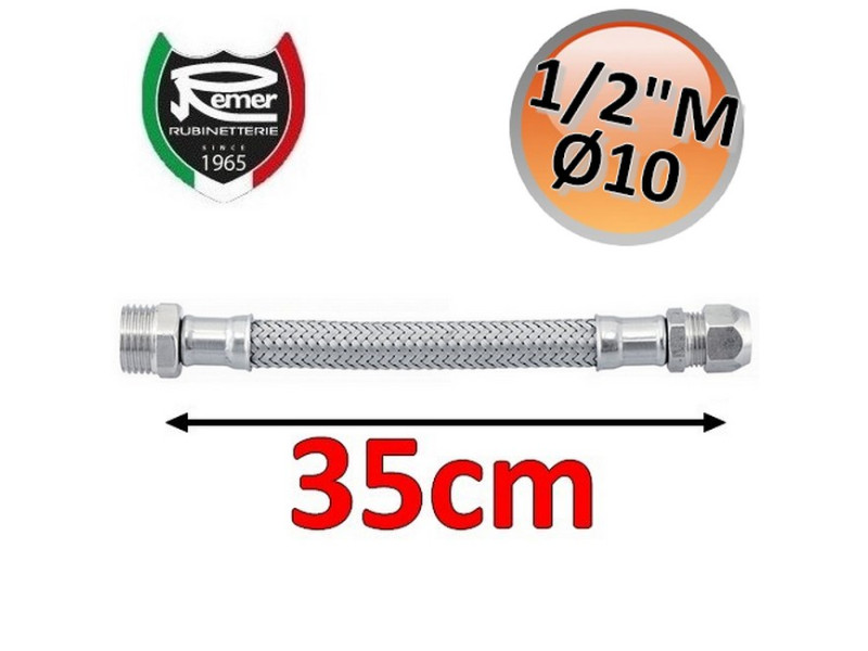 Tubo flessibile acqua FlexItaly 35 cm - 1/2'' maschio x Ø 10 mm bicono