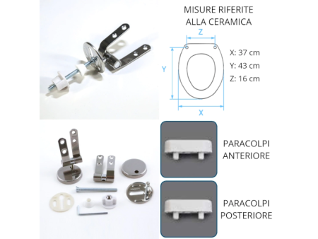 Sedile compatibile per wc ZERO LIGHT Catalano bianco europeo con cerniere in acciaio