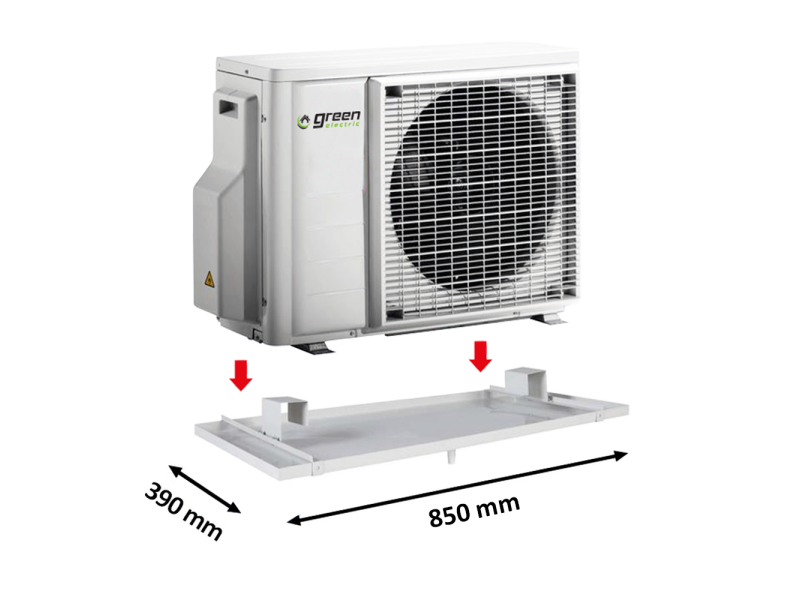 Bacinella in lamiera verniciata per raccolta condensa unità esterna - 390x850mm