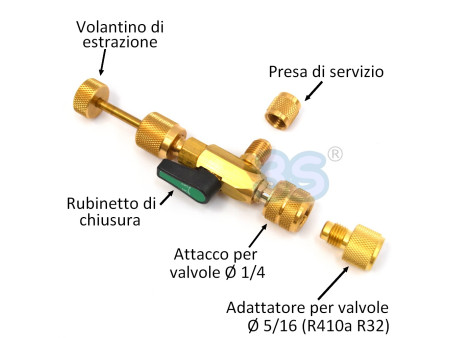 Estrattore valvole a spillo universale con attacco 1/4 e 5/16