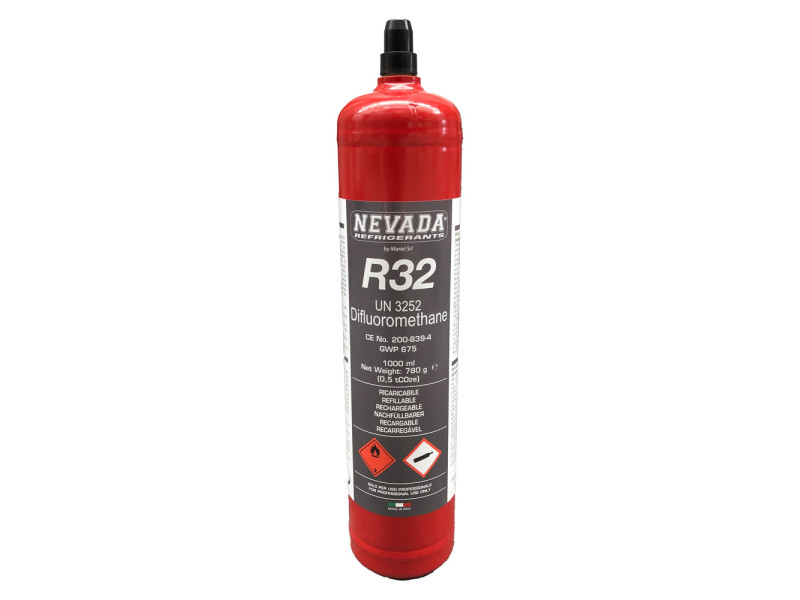 Bombola gas refrigerante R32 da 780 gr - ricaricabile in ferro