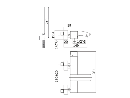 Miscelatore vasca esterno LEC026 CR LEVEL PAFFONI