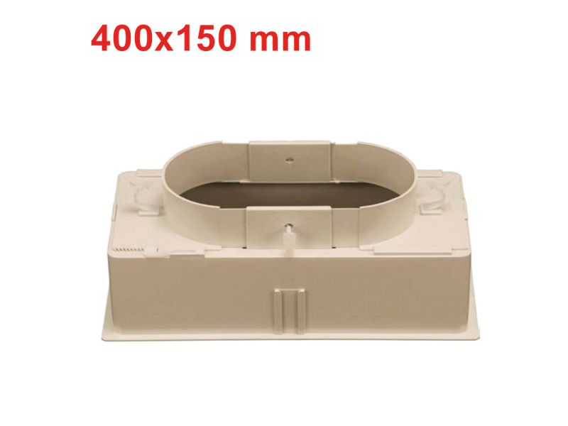 Plenum 400x150 mm in ABS attacco regolabile da Ø160 a Ø250 mm e serranda