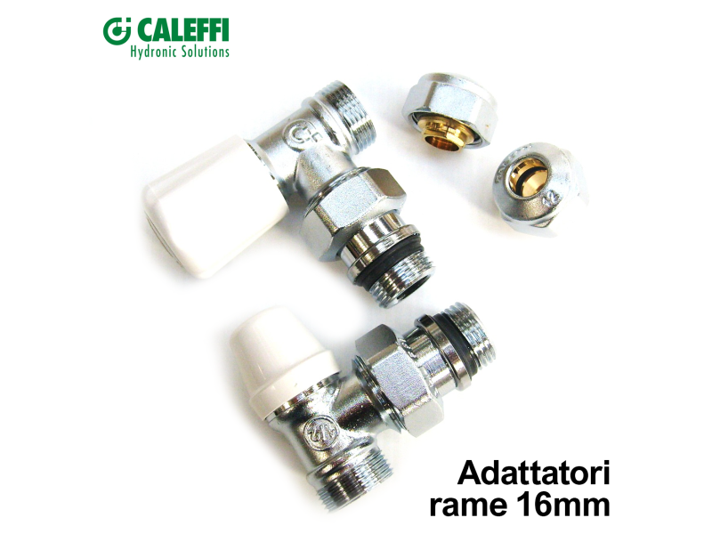 Kit valvola detentore adattatori rame D.16 Caleffi