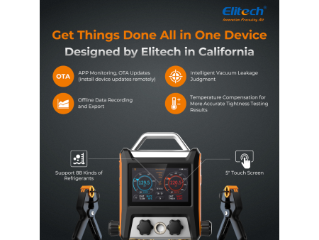 ELITECH Gruppo manometrico digitale a 4 vie per gas refrigerante MS-4000