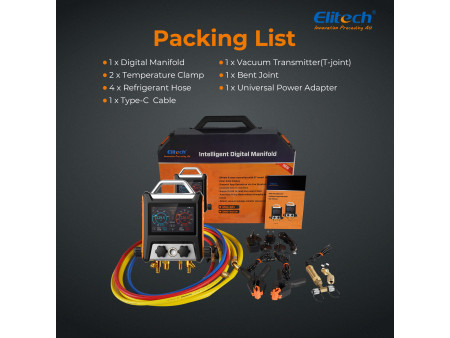 ELITECH Gruppo manometrico digitale a 4 vie per gas refrigerante MS-4000