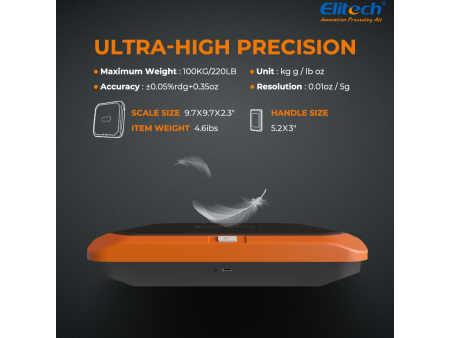 ELITECH - Bilancia refrigerante intelligente SRL-100 Bilancia di ricarica wireless ultrasottile e leggera 220LB