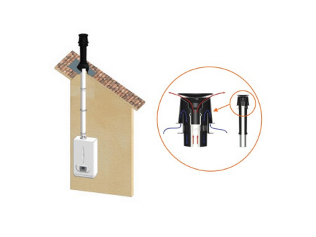 Camino terminale verticale coassiale Ø 80-125 mm per caldaia a condensazione e cappe