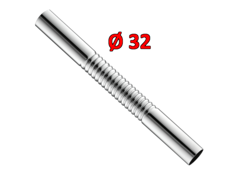 Canotto flessibile rigato cromato L. 300 mm Ø32 - 1''1/4