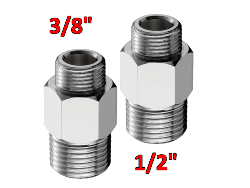 Niples prolungato in ottone cromato 1/2'' x 3/8'' - COPPIA