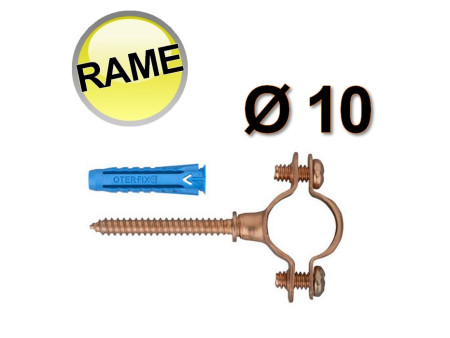 Collare in rame con perno e tassello D.10 - busta 10 pezzi