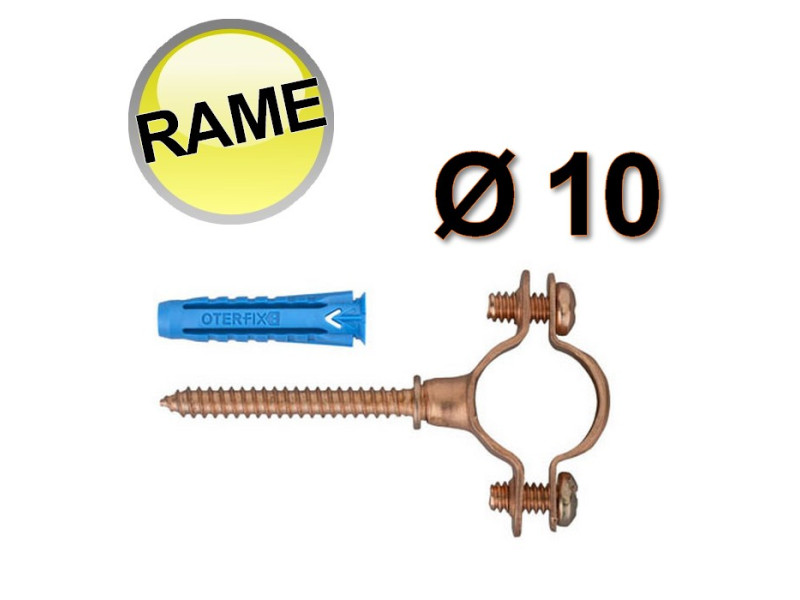 Collare in rame con perno e tassello D.10 - busta 10 pezzi