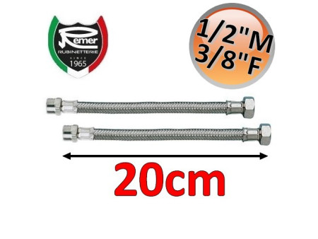 Coppia tubi flessibili acqua FLEXITALY 20cm - 1/2 maschio 3/8 femmina