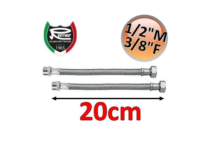 Coppia tubi flessibili acqua FLEXITALY 20cm - 1/2 maschio 3/8 femmina