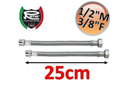 Coppia tubi flessibili acqua FLEXITALY 25cm - 1/2 maschio 3/8 femmina
