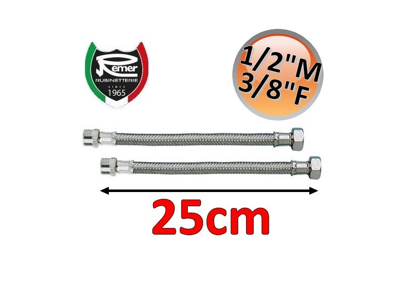 Coppia tubi flessibili acqua FLEXITALY 25cm - 1/2 maschio 3/8 femmina