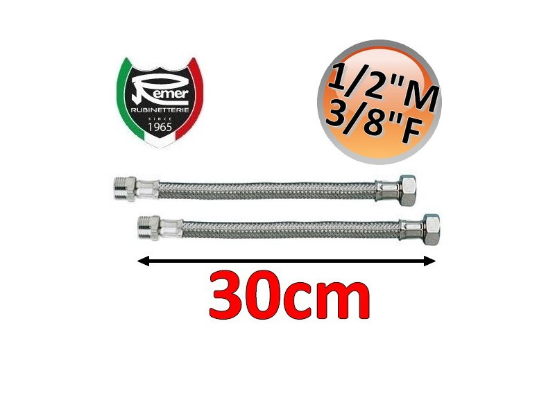 Coppia tubi flessibili acqua FLEXITALY 30cm - 1/2 maschio 3/8 femmina