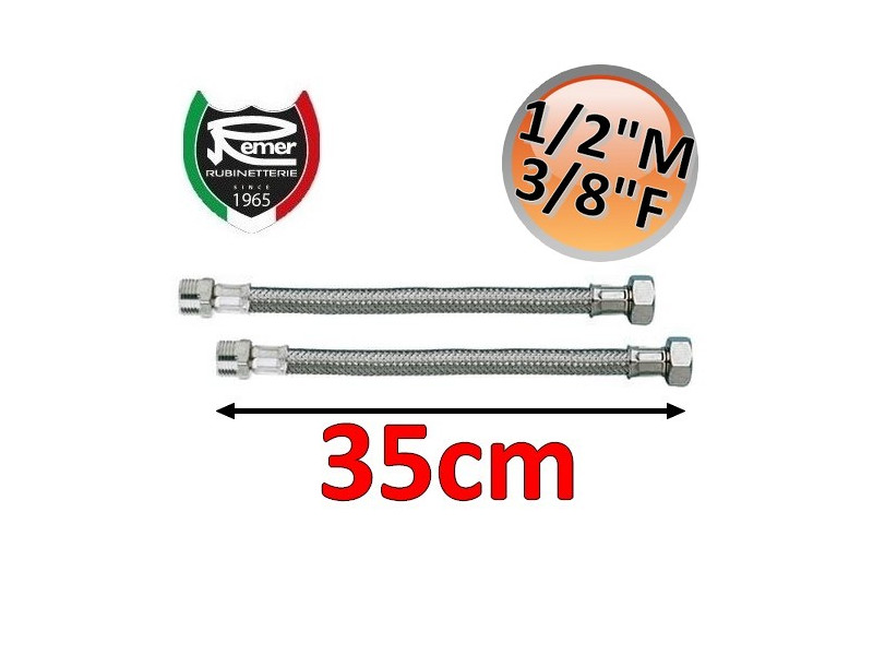 Coppia tubi flessibili acqua FLEXITALY 35cm - 1/2 maschio 3/8 femmina