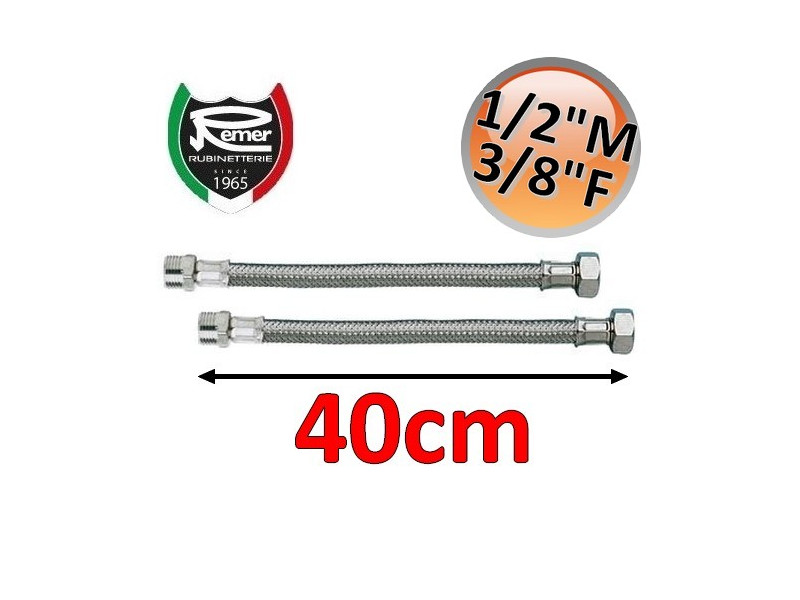 Coppia tubi flessibili acqua FLEXITALY 40cm - 1/2 maschio 3/8 femmina